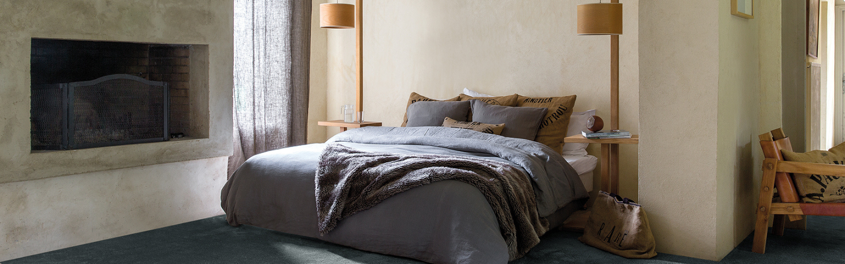 chambre bleue grise