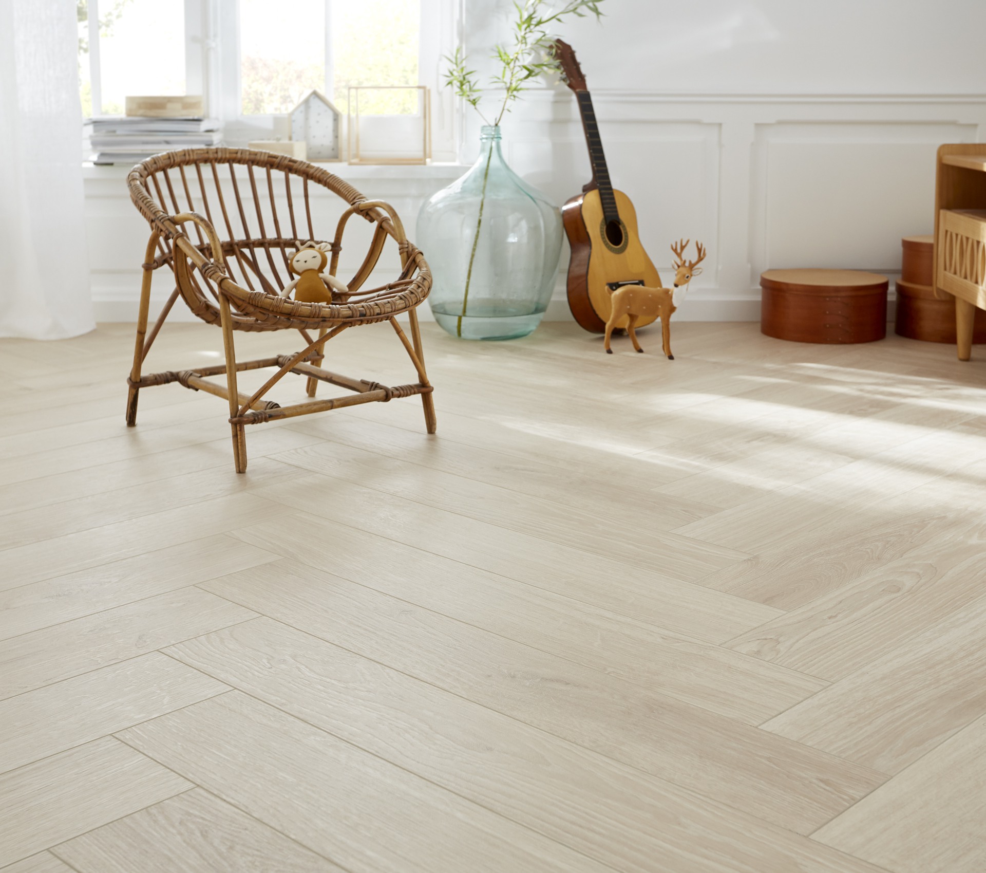 Parquet stratifié pose chevron bâton rompu