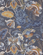 Papier peint FLORA, vinyle sur intissé, motif indienne, bleu